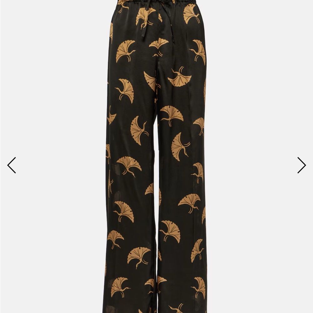 NWT Dries Van Noten Black and Gold silk trouser pant